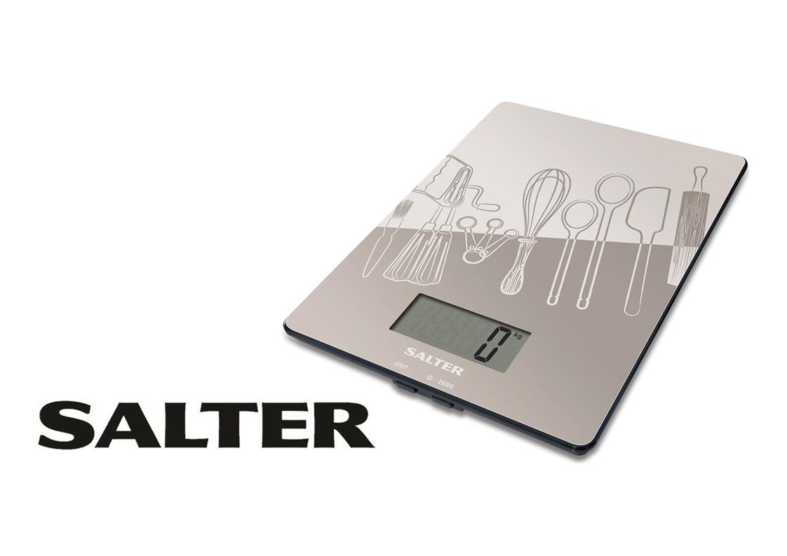 Salter 1102 Utensil Design Glass Electronic Digital Kitchen Scale